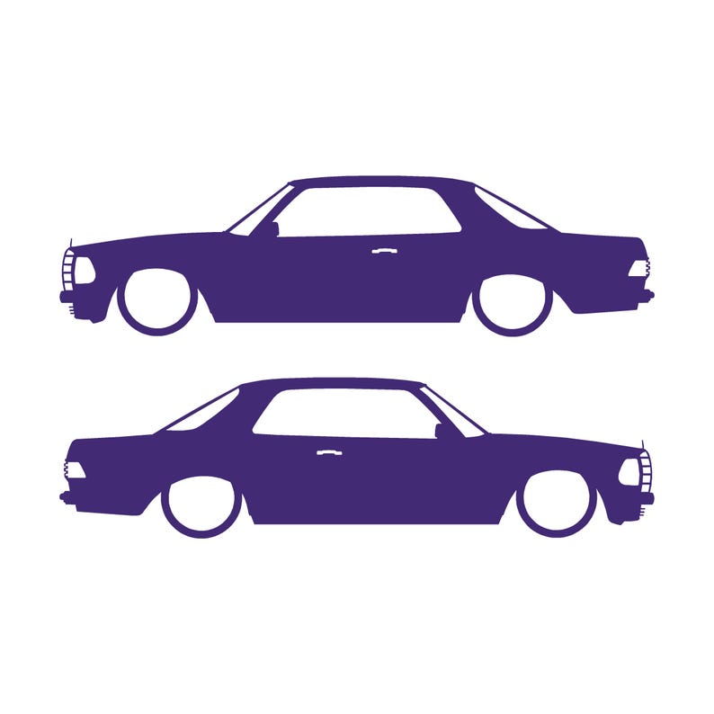 Set van 2 verlaagde auto silhouet stickers voor Mercedes C123 Coupé Paars
