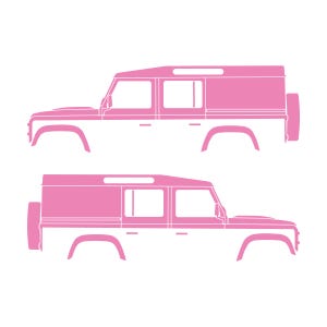 Lot de 2 autocollants silhouette de voiture pour Land Rover Defender 110 Utility Classic Soft Pink