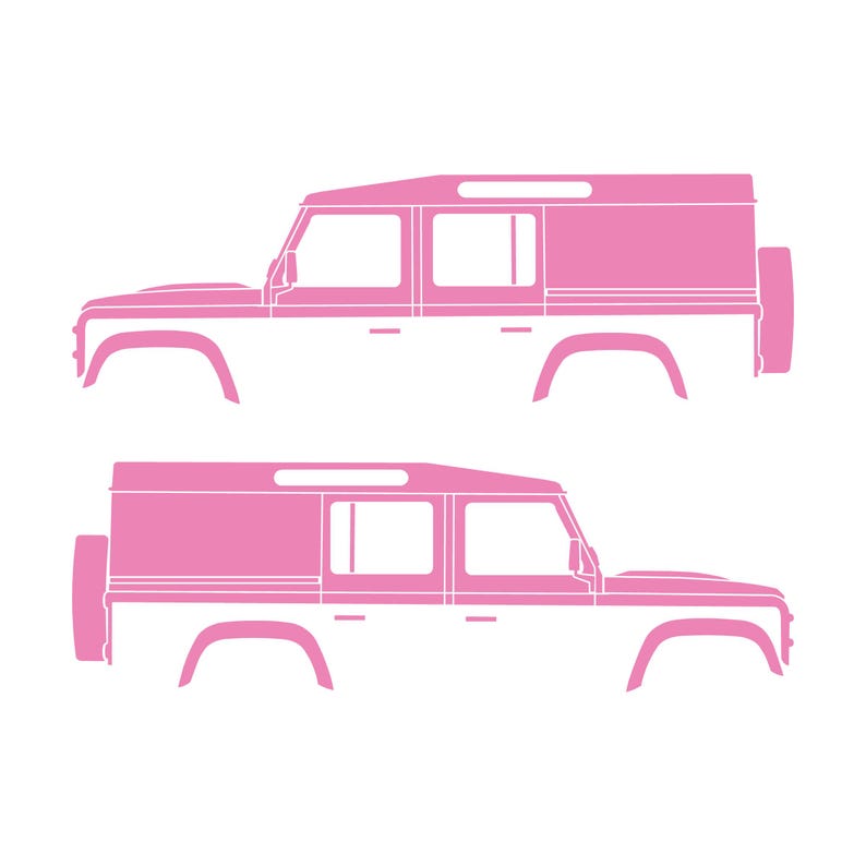 Lot de 2 autocollants silhouette de voiture pour Land Rover Defender 110 Utility Classic Soft Pink