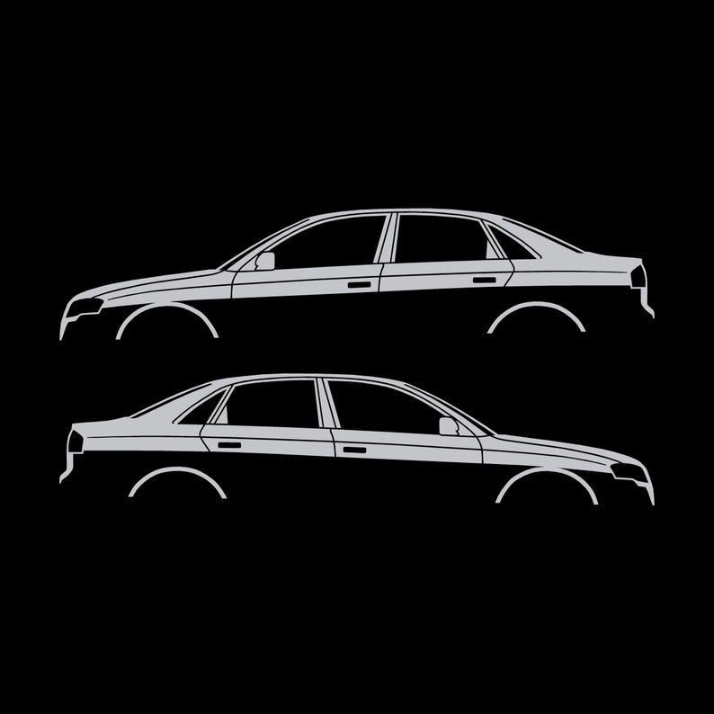 Set Of 2 Car Silhouette Decal Stickers For Audi A4 S4 B7 Outline Sedan Silver