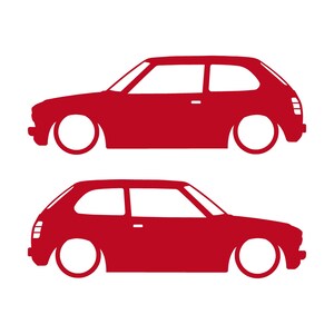 Set di 2 adesivi a forma di silhouette per auto Honda Civic EG Hatch Si 5a generazione B16 JDM Rosso