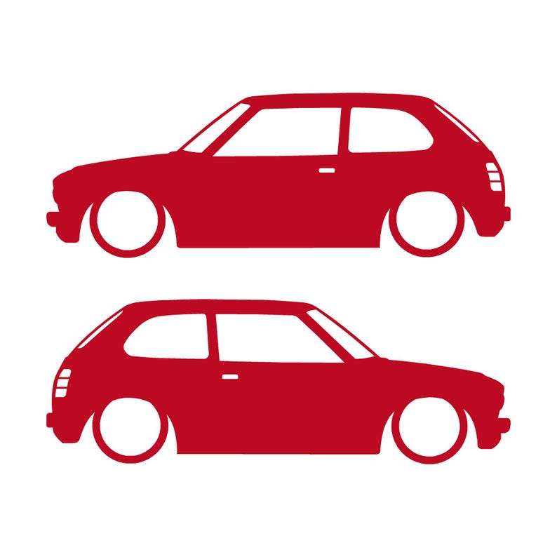 Set di 2 adesivi a forma di silhouette per auto Honda Civic EG Hatch Si 5a generazione B16 JDM Rosso