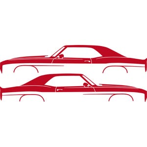 Set Of 2 Car Silhouette Decal Stickers For Chevrolet Camaro 1st Gen Red