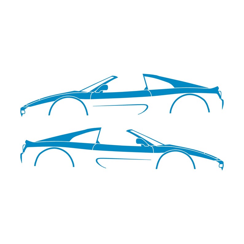 Set Of 2 Car Silhouette Decal Stickers For SuperFerrari F355 GTS Light Blue