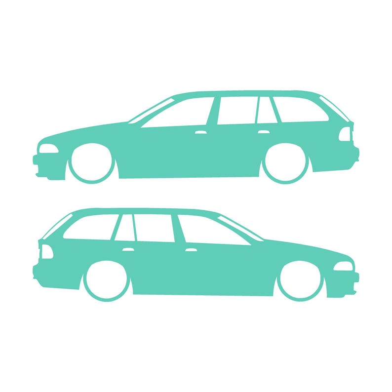 BMW E39 5シリーズ ツーリング用 車のシルエットデカールステッカー 2枚セット Mint