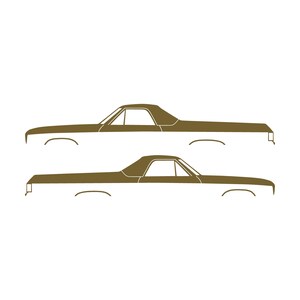 Set Of 2 Car Silhouette Decal Stickers For 1974 Chevrolet El Camino 4th Gen Gold