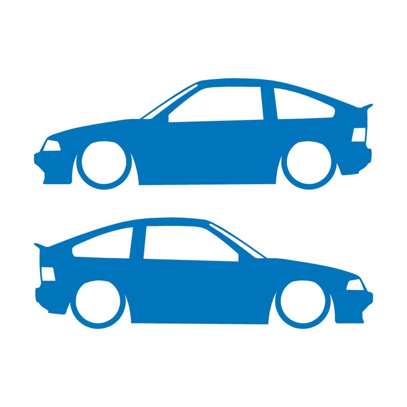 Set Of 2 Lowered Car Silhouette Decal Stickers For Honda CRX Si AF 1984–1987 1st Gen Sky Blue