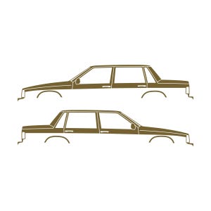 Set Of 2 Car Silhouette Decal Stickers For Volvo 744 Sedan Gold