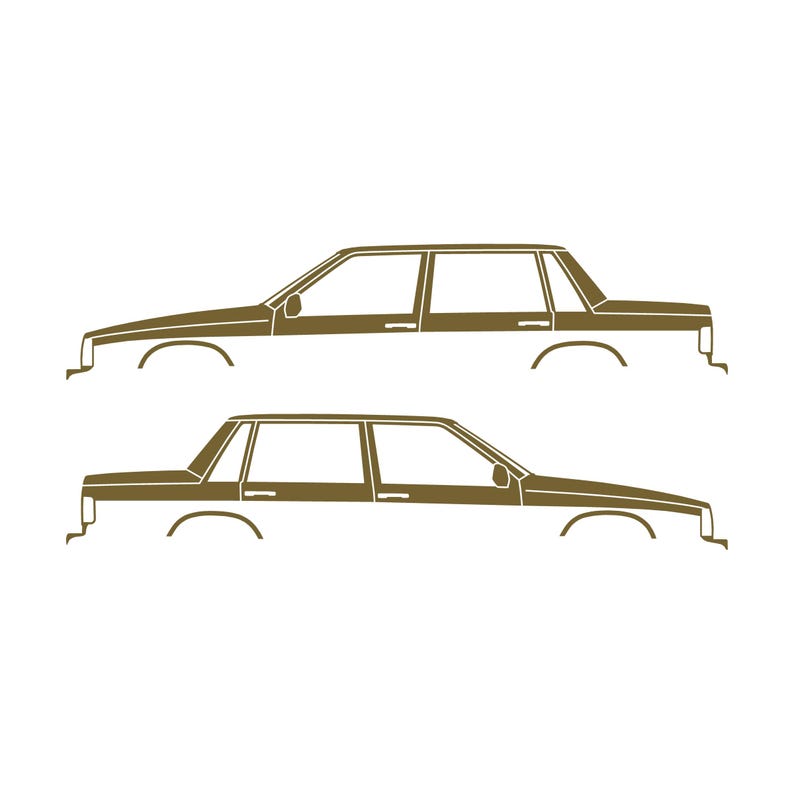 Set Of 2 Car Silhouette Decal Stickers For Volvo 744 Sedan Gold
