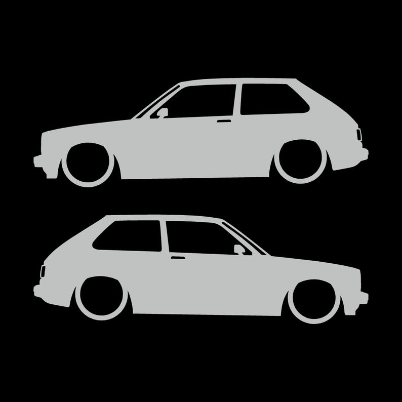 Conjunto de 2 adesivos com silhueta de carro rebaixado para Toyota Starlet GT Turbo EP82 JDM Light Grey