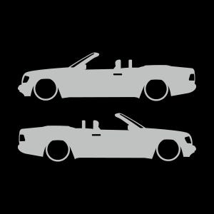 Set van 2 autosilhouet-stickers voor de Mercedes E-Klasse W124 Cabriolet. Light Grey