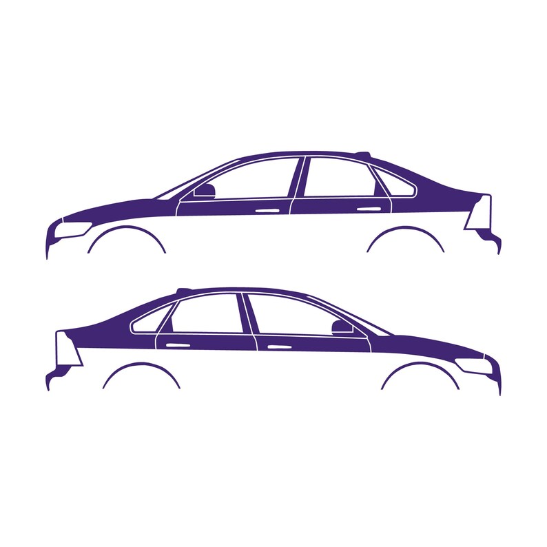 Set Of 2 Car Silhouette Decal Stickers For Volvo S40 2nd Gen Purple
