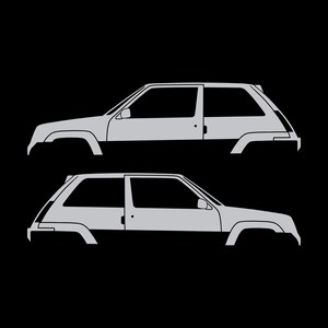 Set Of 2 Car Silhouette Decal Stickers For Renault 5 GT Turbo Silver