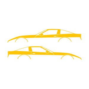 Set Of 2 Car Silhouette Decal Stickers For Chevrolet Corvette C4 Coupe Yellow