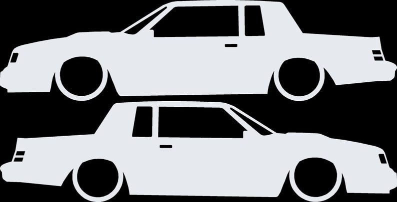 Set Of 2 Car Silhouette Decal Stickers For Buick Grand National Coupe White