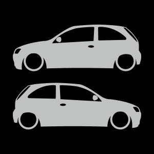 Juego de 2 pegatinas con silueta de coche para Opel Corsa A y Vauxhall Nova Hatchback de 3 puertas. Light Grey