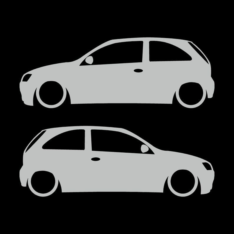 Juego de 2 pegatinas con silueta de coche para Opel Corsa A y Vauxhall Nova Hatchback de 3 puertas. Light Grey