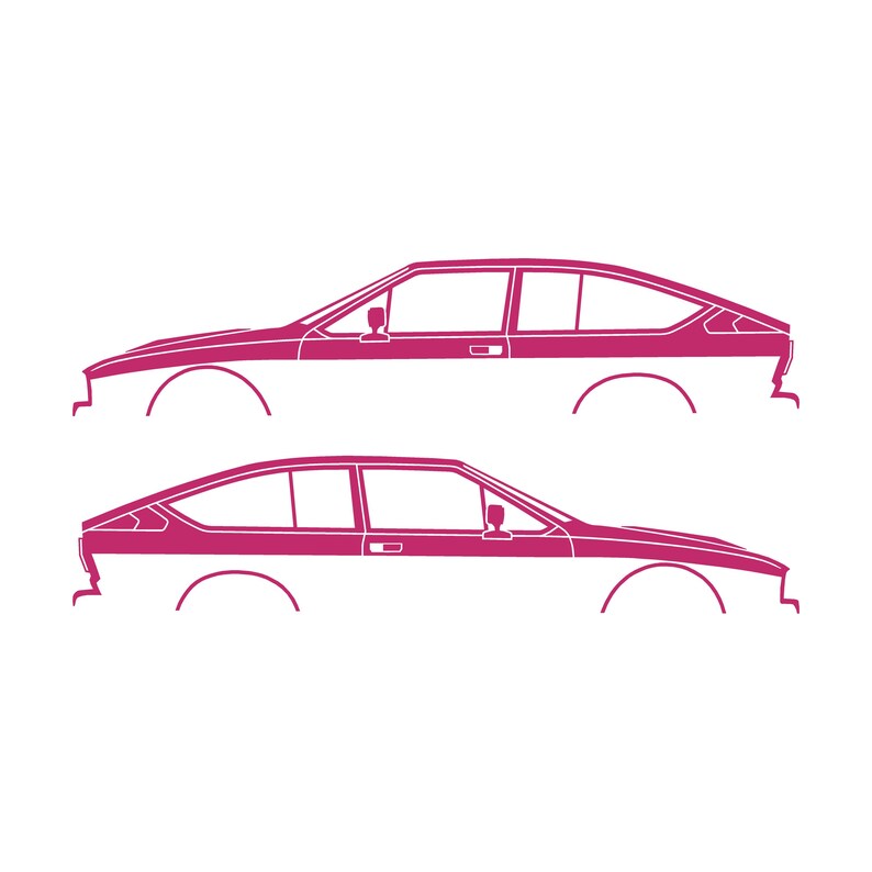 Set van 2 autosilhouet-stickers voor de Alfa Romeo GTV6 Coupé Roze
