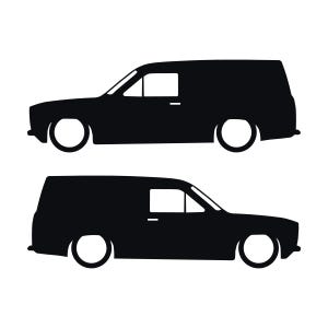 Set Of 2 Lowered Van Silhouette Decal Stickers For Ford Escort Mk1 Black