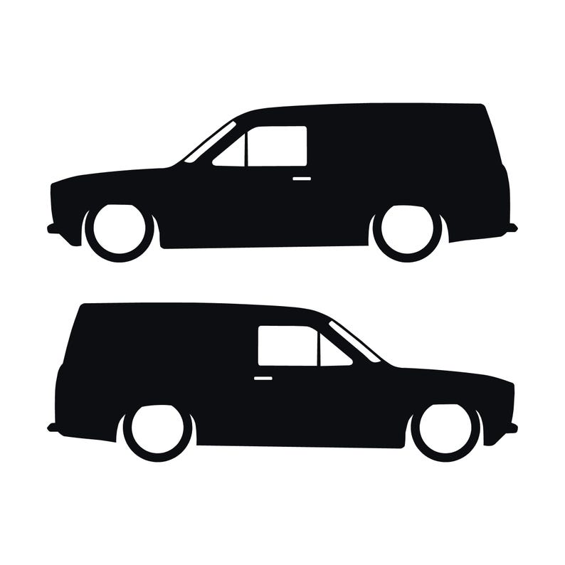 Set Of 2 Lowered Van Silhouette Decal Stickers For Ford Escort Mk1 Black