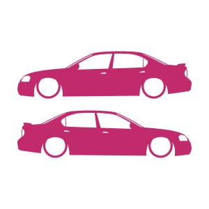 Juego de 2 pegatinas decorativas con silueta de coche rebajado para Nissan Maxima de 5ª generación. Rosa