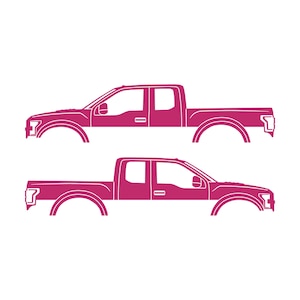 Set Of 2 Car Silhouette Decal Stickers For Ford Raptor F150 2nd Gen 2017 Pink