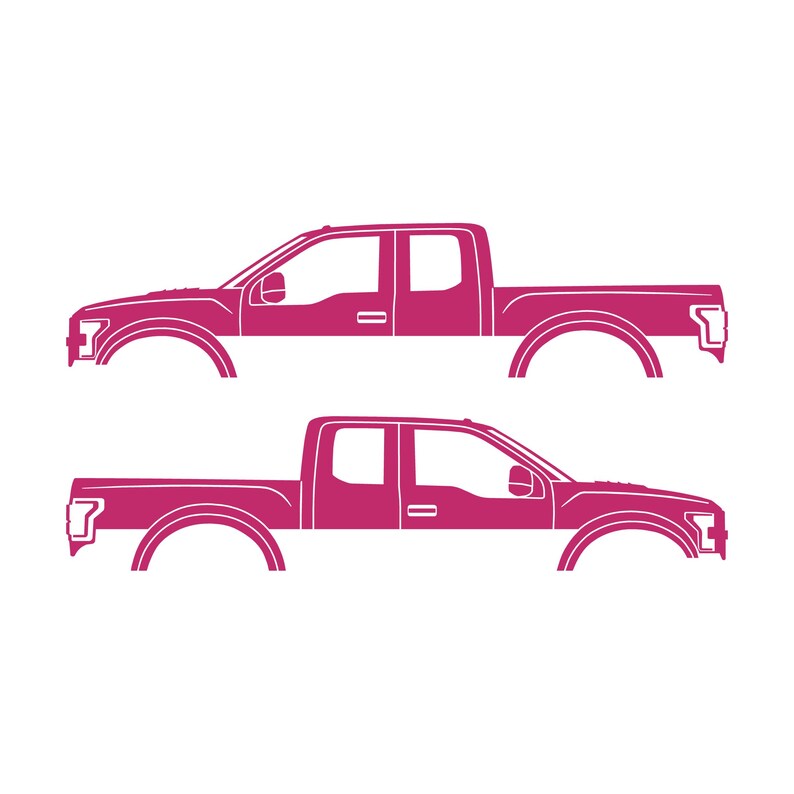 Set Of 2 Car Silhouette Decal Stickers For Ford Raptor F150 2nd Gen 2017 Pink