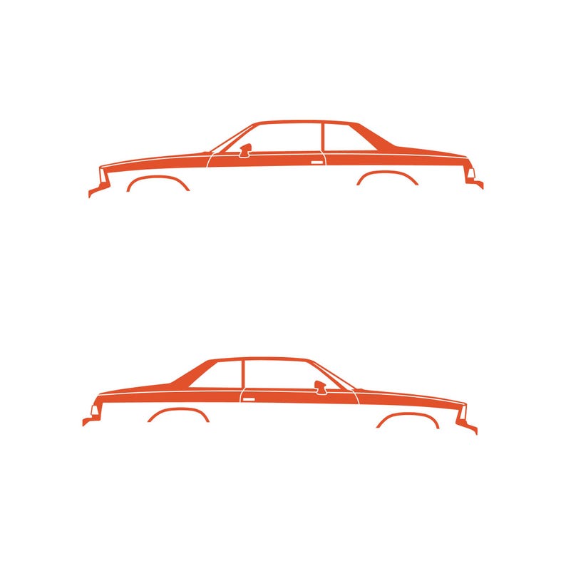 Set Of 2 Lowered Car Silhouette Decal Stickers For Chevrolet Malibu G-Body Coupe Orange