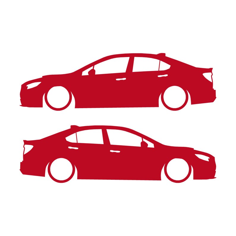 Juego de 2 pegatinas con silueta de coche rebajado para Subaru WRX VB 2022 Rojo