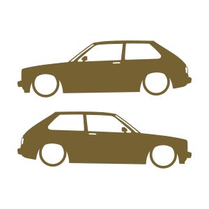 Conjunto de 2 adesivos com silhueta de carro rebaixado para Toyota Starlet GT Turbo EP82 JDM Ouro