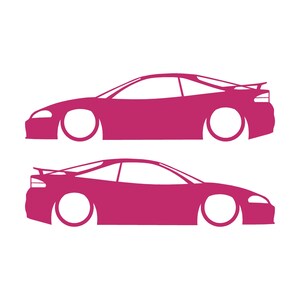 Set Of 2 Lowered Car Silhouette Decal Stickers For Eagle Talon TSi 2G Pink