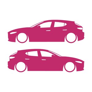 Set mit 2 Aufklebern für tiefergelegte Fahrzeuge für Mazda 3 BP 4. Generation 2019 Rosa