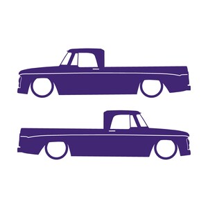 Set Of 2 Car Silhouette Decal Stickers For 1961-65 Dodge D100 Sweptline Long Bed 1st Gen Purple