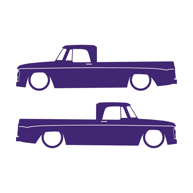 Set Of 2 Car Silhouette Decal Stickers For 1961-65 Dodge D100 Sweptline Long Bed 1st Gen Purple