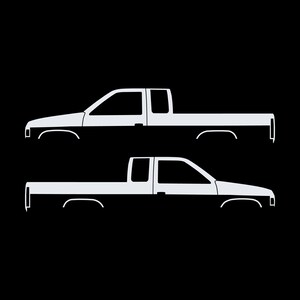 Set Of 2 Truck Silhouette Decal Stickers For Nissan D21 Hardbody King Cab Pickup White