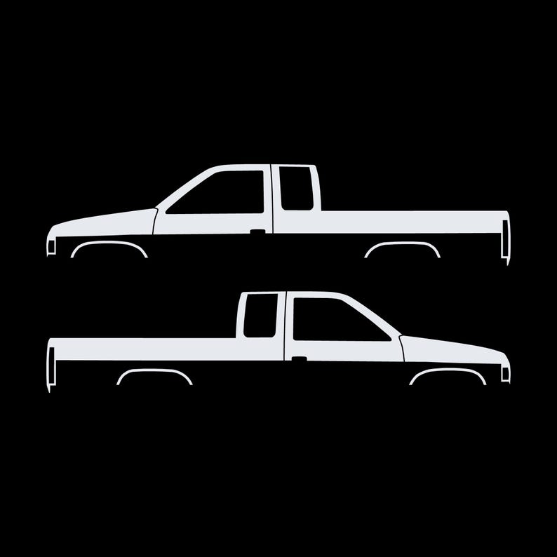 Set Of 2 Truck Silhouette Decal Stickers For Nissan D21 Hardbody King Cab Pickup White