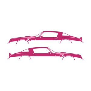 Set Of 2 Car Silhouette Decal Stickers For Pontiac Firebird Trans Am 2nd Gen 1977-78 Pink