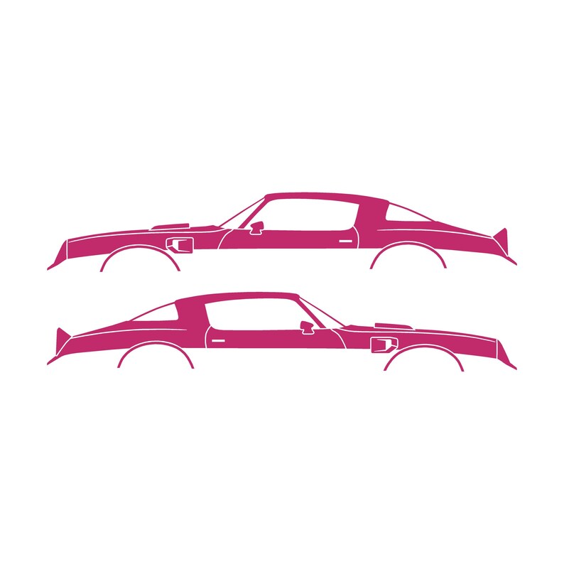 Set Of 2 Car Silhouette Decal Stickers For Pontiac Firebird Trans Am 2nd Gen 1977-78 Pink