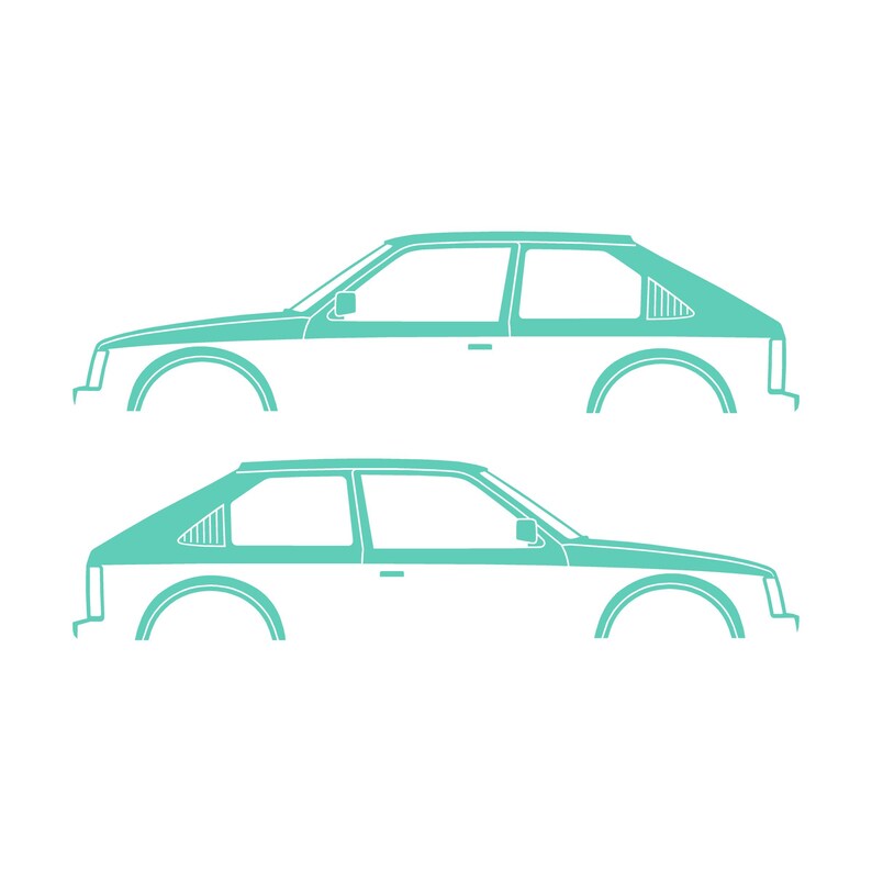Set Of 2 Car Silhouette Decal Stickers For Opel Kadett D GTE 3-Door Hatchback Mint