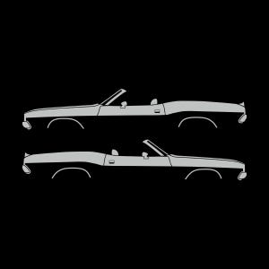Set Of 2 Car Silhouette Decal Stickers For Dodge Challenger Classic Convertible Light Grey