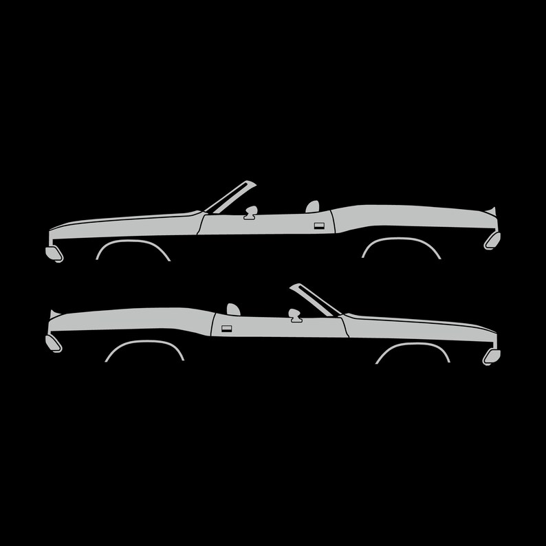 Set Of 2 Car Silhouette Decal Stickers For Dodge Challenger Classic Convertible Light Grey