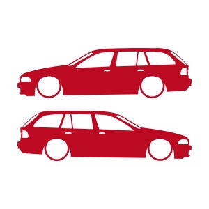 BMW E39 5シリーズ ツーリング用 車のシルエットデカールステッカー 2枚セット レッド