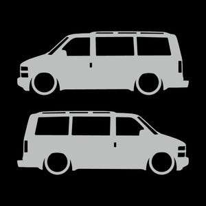 Set Of 2 Van Silhouette Decal Stickers For Chevrolet Astro LT 1995-2005 Light Grey