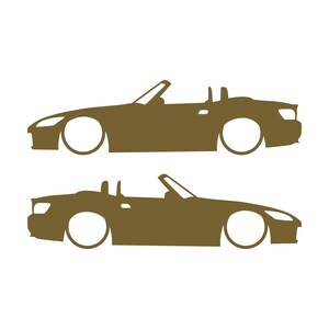 Set Of 2 Lowered Car Silhouette Decal Stickers For Honda S2000 Gold