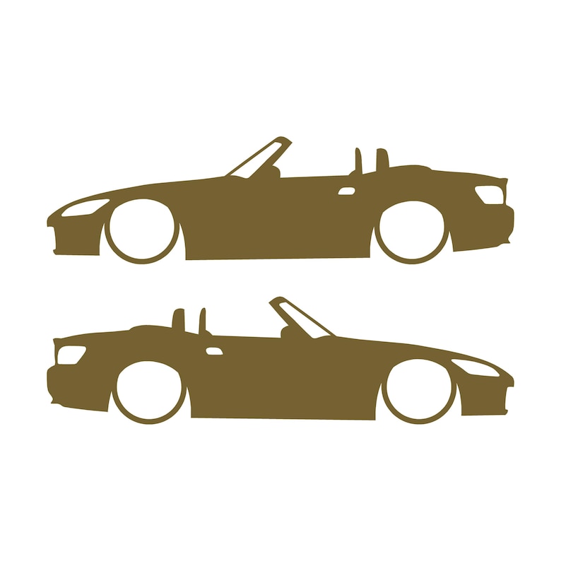 Set Of 2 Lowered Car Silhouette Decal Stickers For Honda S2000 Gold