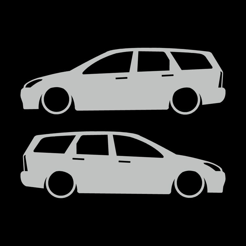 Set Of 2 Car Silhouette Decal Stickers For Ford Cortina Mk1 Estate Wagon Light Grey