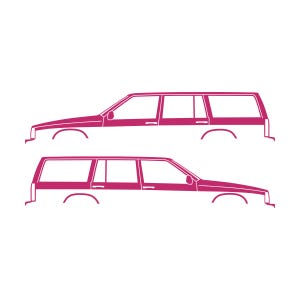 Zestaw 2 naklejek z sylwetkami samochodów do Volvo 745 Wagon Różowy