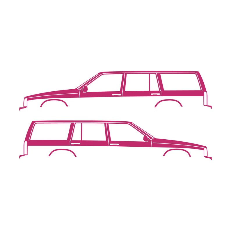 Zestaw 2 naklejek z sylwetkami samochodów do Volvo 745 Wagon Różowy