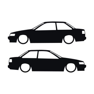 Set van 2 verlaagde autosilhouet-stickers voor Toyota Hilux 2-deurs N50 1988-97 Coupé Zwart