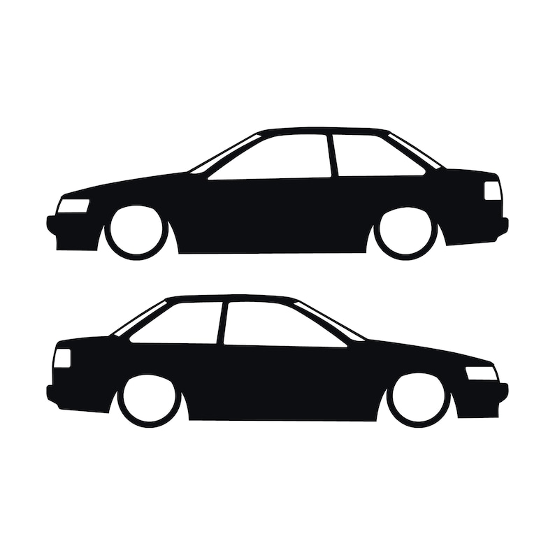 Set van 2 verlaagde autosilhouet-stickers voor Toyota Hilux 2-deurs N50 1988-97 Coupé Zwart